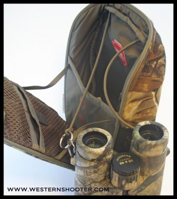Badlands Binoc Case with Leupold Binoculars outside
